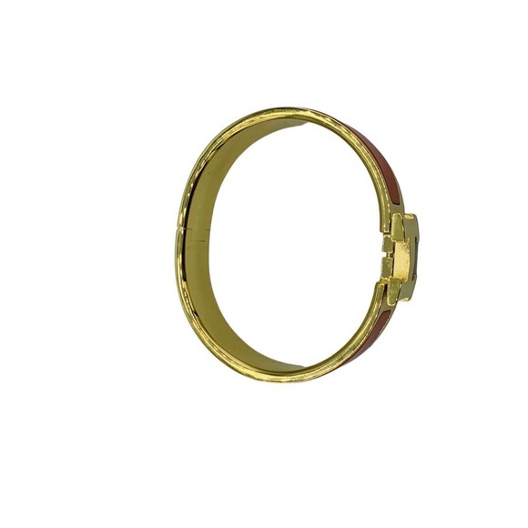 HERMES Clic H Narrow Bracelet Bangle Orange Enamel - Picture 5 of 6